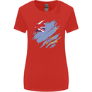 Torn Tuvalu Flag Tuvaluan Day Football Womens Wider Cut T-Shirt Red