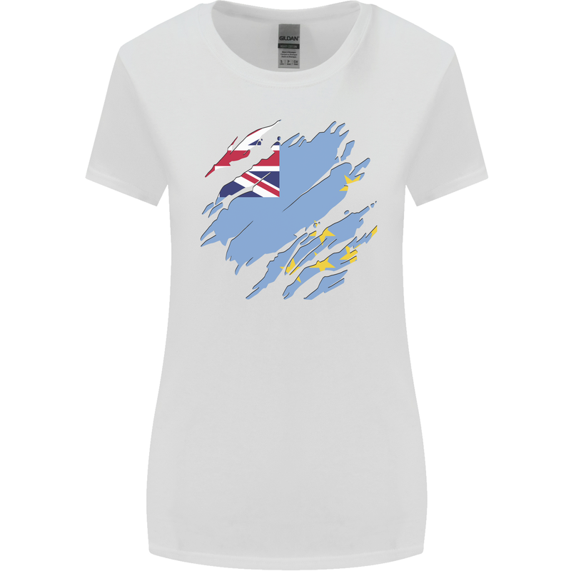 Torn Tuvalu Flag Tuvaluan Day Football Womens Wider Cut T-Shirt White