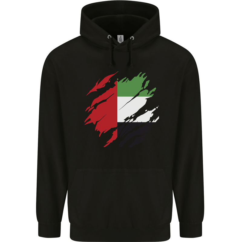 Torn UAE Flag Day Emirati Day Football Childrens Kids Hoodie Black