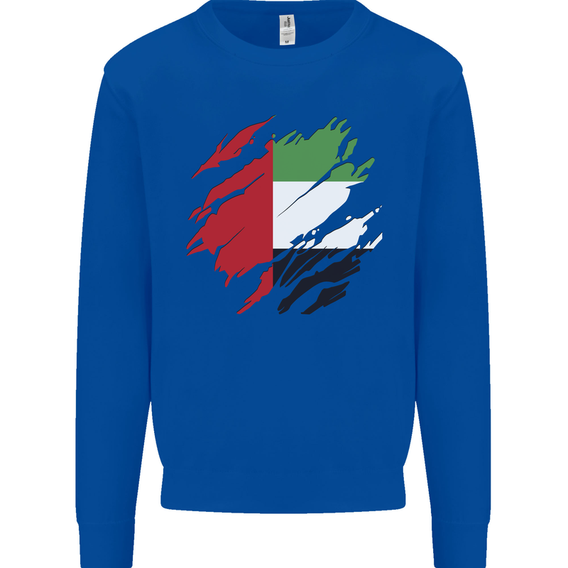 Torn UAE Flag Day Emirati Day Football Kids Sweatshirt Jumper Royal Blue