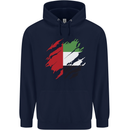 Torn UAE Flag Day Emirati Day Football Mens 80% Cotton Hoodie Navy Blue
