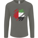 Torn UAE Flag Day Emirati Day Football Mens Long Sleeve T-Shirt Charcoal