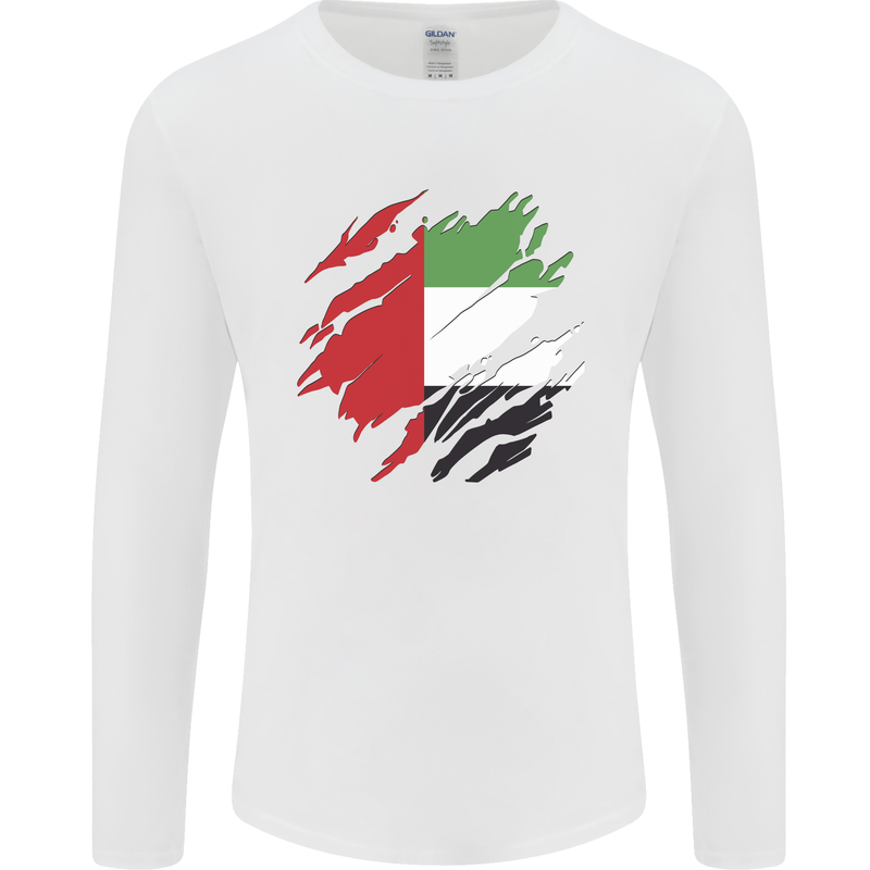 Torn UAE Flag Day Emirati Day Football Mens Long Sleeve T-Shirt White