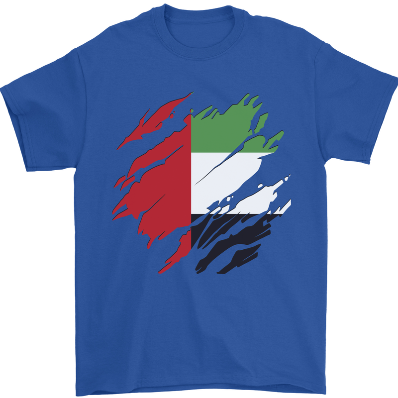 Torn UAE Flag Day Emirati Day Football Mens T-Shirt 100% Cotton Royal Blue