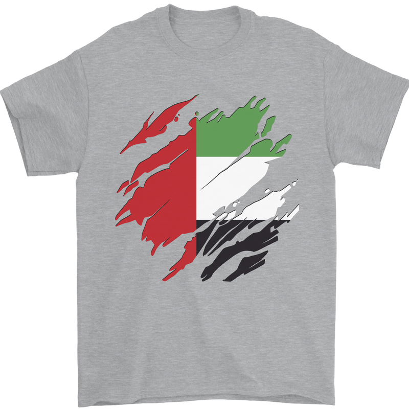 Torn UAE Flag Day Emirati Day Football Mens T-Shirt 100% Cotton Sports Grey