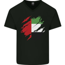 Torn UAE Flag Day Emirati Day Football Mens V-Neck Cotton T-Shirt Black