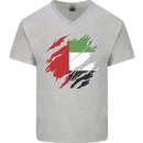 Torn UAE Flag Day Emirati Day Football Mens V-Neck Cotton T-Shirt Sports Grey