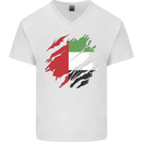 Torn UAE Flag Day Emirati Day Football Mens V-Neck Cotton T-Shirt White