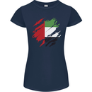 Torn UAE Flag Day Emirati Day Football Womens Petite Cut T-Shirt Navy Blue