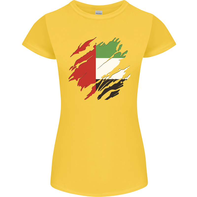 Torn UAE Flag Day Emirati Day Football Womens Petite Cut T-Shirt Yellow
