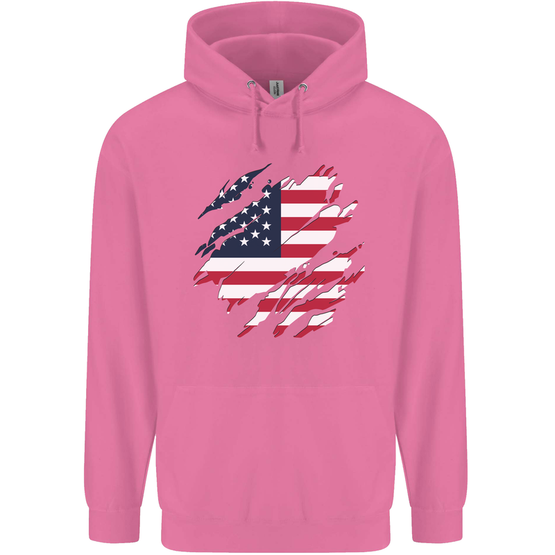 Torn USA Flag Independance Day Football Childrens Kids Hoodie Azalea