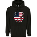 Torn USA Flag Independance Day Football Childrens Kids Hoodie Black