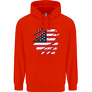 Torn USA Flag Independance Day Football Childrens Kids Hoodie Bright Red