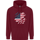 Torn USA Flag Independance Day Football Childrens Kids Hoodie Maroon
