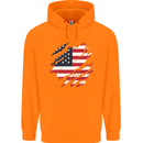 Torn USA Flag Independance Day Football Childrens Kids Hoodie Orange