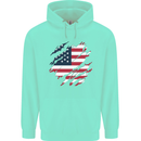Torn USA Flag Independance Day Football Childrens Kids Hoodie Peppermint