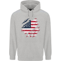 Torn USA Flag Independance Day Football Childrens Kids Hoodie Sports Grey