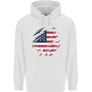 Torn USA Flag Independance Day Football Childrens Kids Hoodie White