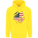 Torn USA Flag Independance Day Football Childrens Kids Hoodie Yellow