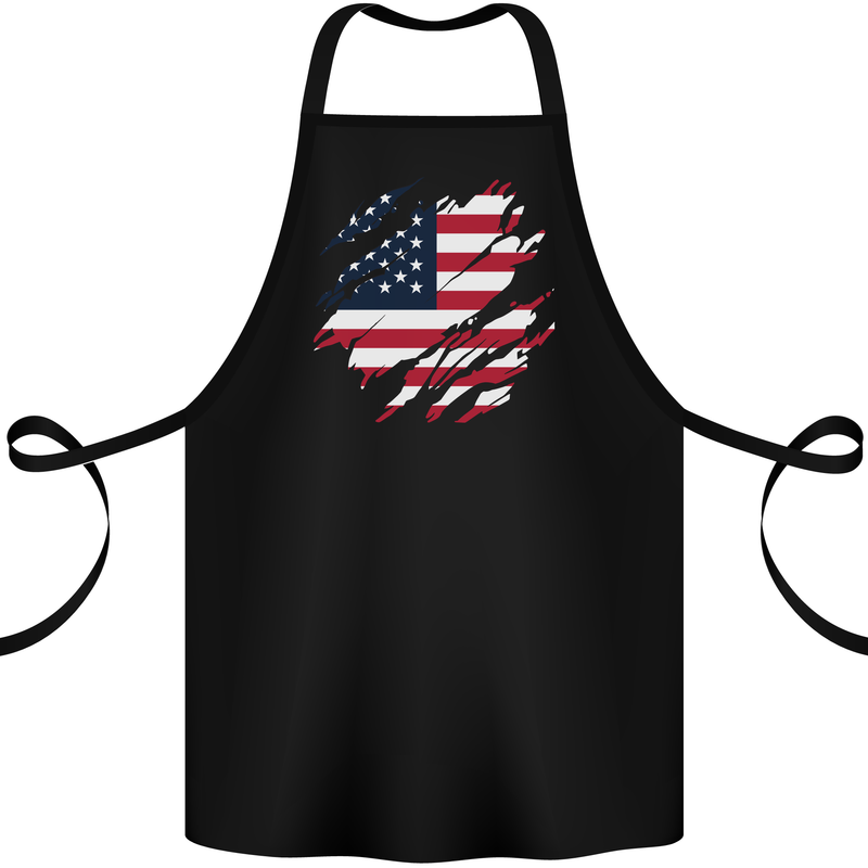 Torn USA Flag Independance Day Football Cotton Apron 100% Organic Black