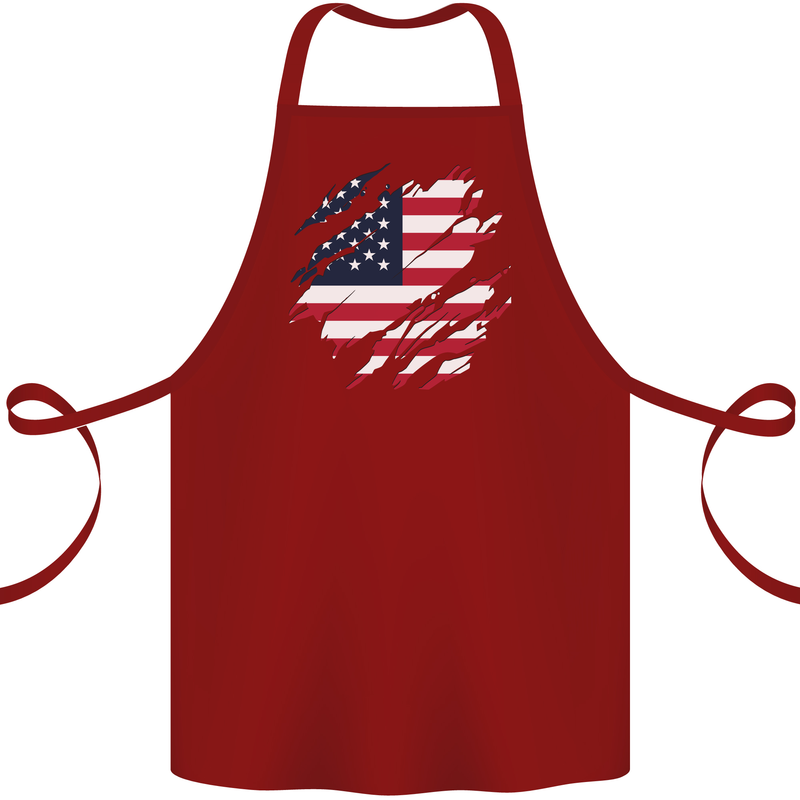 Torn USA Flag Independance Day Football Cotton Apron 100% Organic Maroon