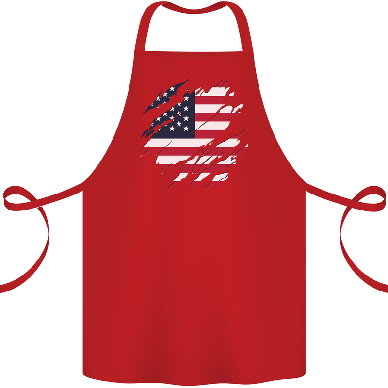 Torn USA Flag Independance Day Football Cotton Apron 100% Organic Red
