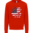 Torn USA Flag Independance Day Football Kids Sweatshirt Jumper Bright Red