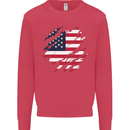 Torn USA Flag Independance Day Football Kids Sweatshirt Jumper Heliconia