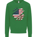 Torn USA Flag Independance Day Football Kids Sweatshirt Jumper Irish Green