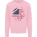 Torn USA Flag Independance Day Football Kids Sweatshirt Jumper Light Pink