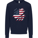 Torn USA Flag Independance Day Football Kids Sweatshirt Jumper Navy Blue