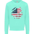 Torn USA Flag Independance Day Football Kids Sweatshirt Jumper Peppermint