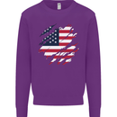Torn USA Flag Independance Day Football Kids Sweatshirt Jumper Purple