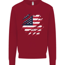 Torn USA Flag Independance Day Football Kids Sweatshirt Jumper Red