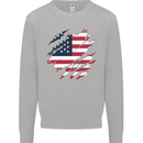 Torn USA Flag Independance Day Football Kids Sweatshirt Jumper Sports Grey