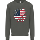 Torn USA Flag Independance Day Football Kids Sweatshirt Jumper Storm Grey