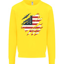 Torn USA Flag Independance Day Football Kids Sweatshirt Jumper Yellow