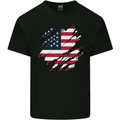 Torn USA Flag Independance Day Football Kids T-Shirt Childrens Black
