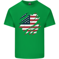 Torn USA Flag Independance Day Football Kids T-Shirt Childrens Irish Green