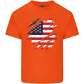 Torn USA Flag Independance Day Football Kids T-Shirt Childrens Orange