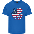 Torn USA Flag Independance Day Football Kids T-Shirt Childrens Royal Blue
