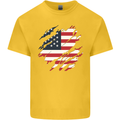 Torn USA Flag Independance Day Football Kids T-Shirt Childrens Yellow