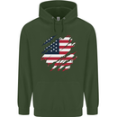 Torn USA Flag Independance Day Football Mens 80% Cotton Hoodie Forest Green