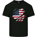 Torn USA Flag Independance Day Football Mens Cotton T-Shirt Tee Top Black
