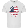 Torn USA Flag Independance Day Football Mens Cotton T-Shirt Tee Top White