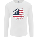 Torn USA Flag Independance Day Football Mens Long Sleeve T-Shirt White
