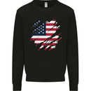 Torn USA Flag Independance Day Football Mens Sweatshirt Jumper Black