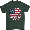 Torn USA Flag Independance Day Football Mens T-Shirt 100% Cotton Forest Green