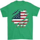 Torn USA Flag Independance Day Football Mens T-Shirt 100% Cotton Irish Green