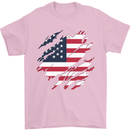 Torn USA Flag Independance Day Football Mens T-Shirt 100% Cotton Light Pink